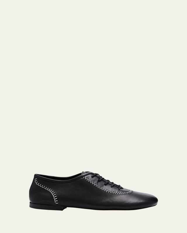 Lambskin Stitch Lace-Up Loafers